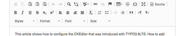 The CKEditor in the TYPO3 Backend