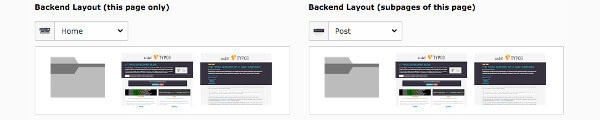 backend layouts selection in page properties