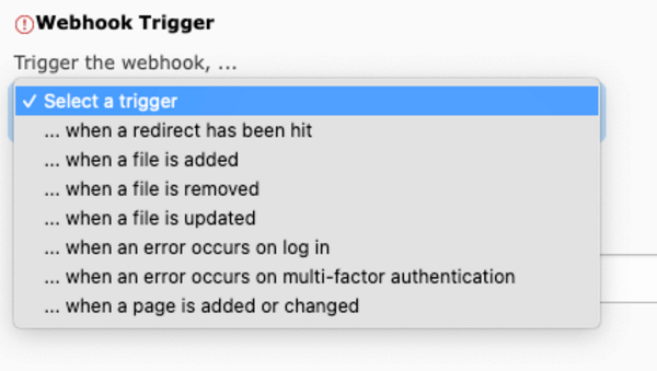 Select dropdown with several webhook triggers